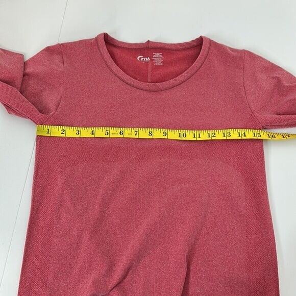 Zyia Performance Tee Shirt Womens Small Red Heathered Thumb Holes Compression - Picture 6 of 9